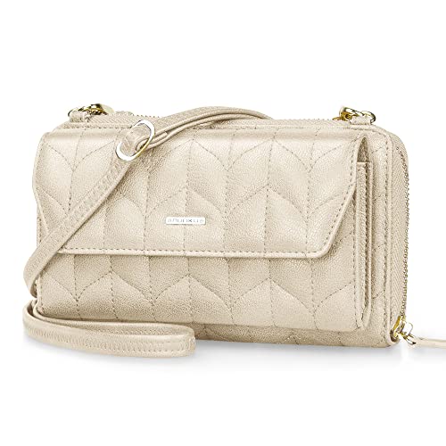 Image of nuoku RFID Blocking Wristlet Wallet for Women, Zip-Around Crossbody Clutch with 2 Removable Straps