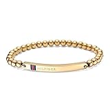 Armband mit Schmuckperlen Tommy Hilfiger Jewelry Damen-Armband Classic Signature Edelstahl Emaille, Gold, 16 cm - 2700787