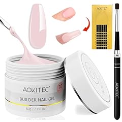 Aokitec Kit gel costruttore per unghie - 60 g di gel Rosa per estensioni unghie per rinforzare la manicure con 100 pezzi di formine per unghie e pennello per unghie acriliche per principianti
