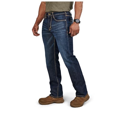 5.11 Tactical Men's Defender-Flex Jeans, Regular Fit Stretch Denim Pants, 7 Pockets CCW/EDC Everyday Low Profile, Style 74477ABR, Dark Wash Indigo, 40W x 30L by 5.11 - Image 2