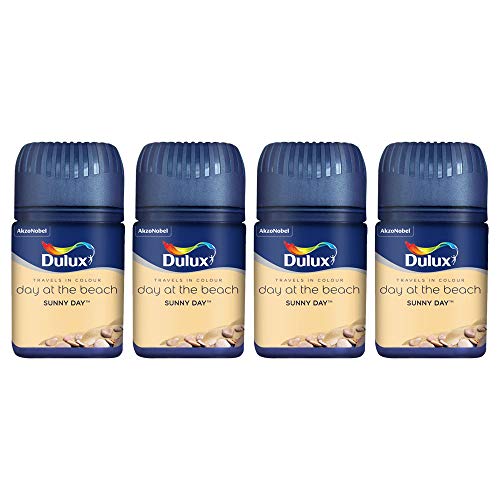 Dulux® Set of 4 Compact Wall Paint Ceiling Paint Tester Emulsion (50ml) Matt Finish Fast Colour Decorating Paint - Sunny Day