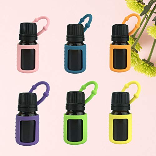 Lurrose 6pcs Luva de Silicone para Frasco de Óleo Essencial Estojo de Proteção de Silicone para Aces
