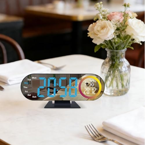 Despertador digital espejo LED con fecha y alarma programable 4