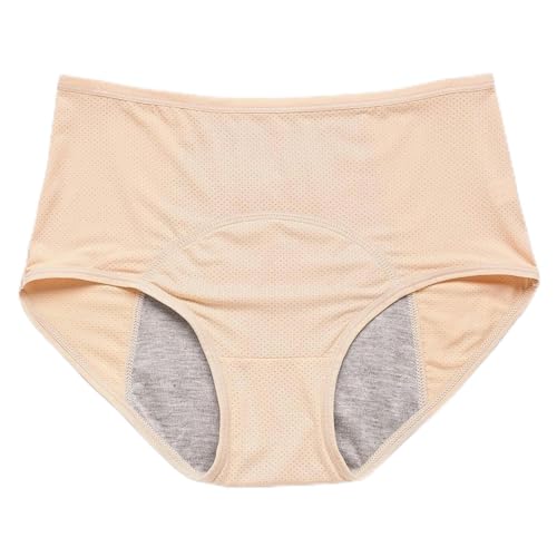 UNITV Underwear Women 3 Piece Set Leak Proof Waterproof Panties Fashion Lingerie Plus Size Briefs-red-8xl (Beige 3pcs,7XL(115-125KG))