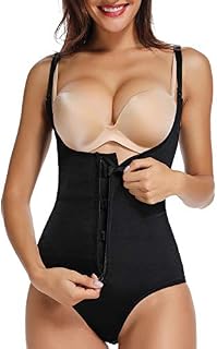 MISS MOLY Women's Latex Bodysuits Body Shaper Waist Trainer Open Bust Tummy Control