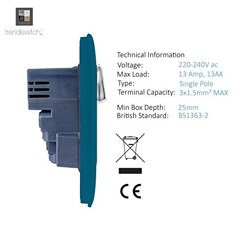 Trendi Switch 1 Gang 13 Amp Switched Plug Socket in Dark Forest Green