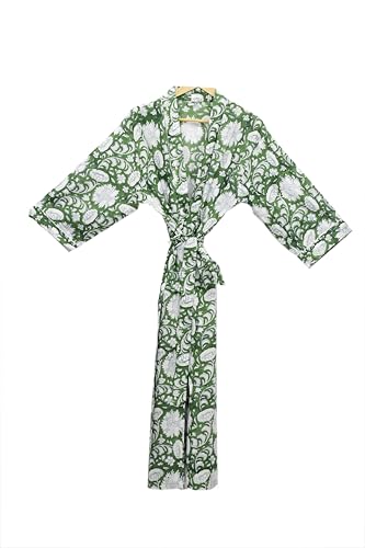Generic Hand block print Cotton Kimono bikini cover up,Indian Hand block print Cotton Bath Robe,Swim Wear,Nighrwere Dressing Gown (Bathrobe -4)