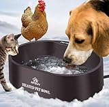 Heated Water Bowl for Dogs Cats Outdoor, 3.7L Thermostatic Heated Pet Bowl for Outside Dog Cat Chickens Duck Birds Waterer in Winter, Automatic Heated Dog Bowl Outdoor with Anti Chew Cord