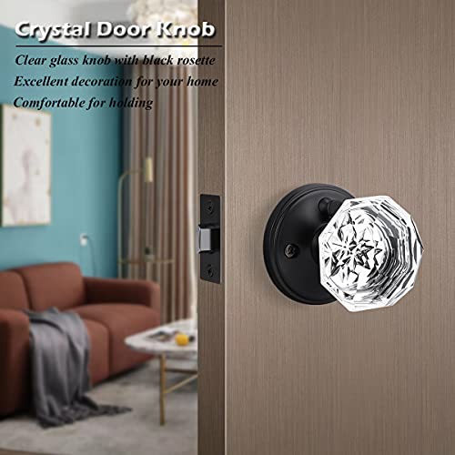 Gobrico Crystal Door Knobs In Black 5 Pack Octagonal Diamond Doorknobs For Bed Bath Clear Glass Privacy Interior Door Locks Handles With Classic Round Rosette #TOP3