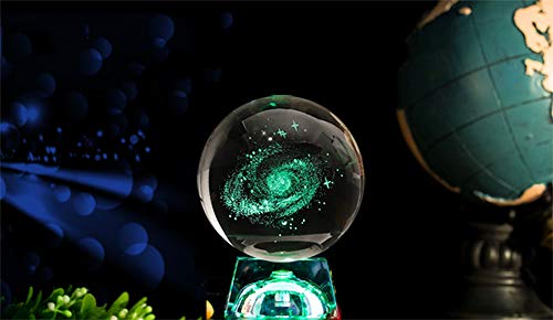 Zulux Galaxy Crystal Ball - Galaxy Balls For Kids With Led Lamp Base, Clear 80Mm(3 Inch) Galaxy Glass Art For Kids Birthday Gifts, Teacher Gifts,Gift For Anniversary And Boyfriend Birthday #TOP7