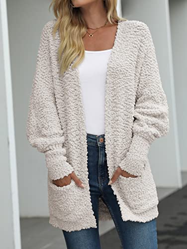 MEROKEETY Women's 2025 Winter Fuzzy Popcorn Batwing Sleeve Cardigan Knit Oversized Sherpa Sweater Coat2