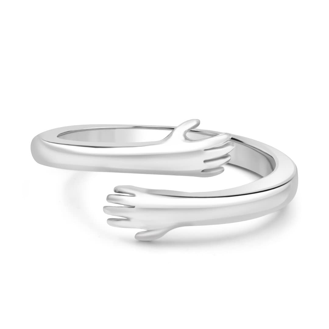 Zarkan925 Sterling Pure Silver Cozy Hug Ring, Adjustable | Gifts For Women & Girls |With Certificate of Authenticity | Certified and Adjustable | Premium Box