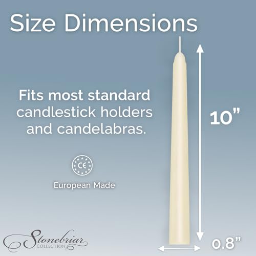 Image of Stonebriar Tall 10 inch Ivory Unscented 30 Pack Taper Candles