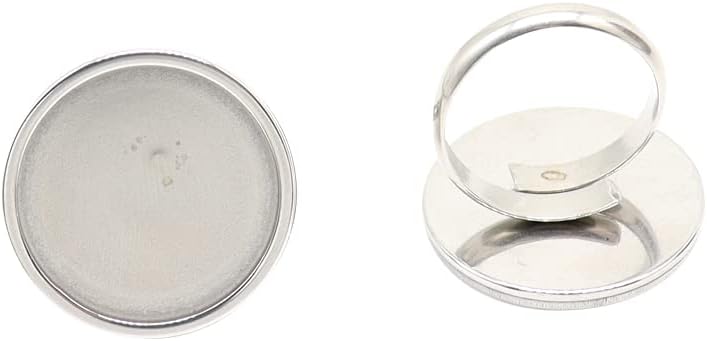 10pcs Stainless Steel Adjustable Ring Base 20mm Dia cabochon Settings DIY Bezel Blanks for Jewelry Rings Making
