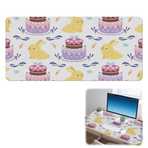 Alfombrilla de tocador Happy Easter antideslizante, impermeable, alfombrilla para teclado y mouse para oficina, accesorios de escritorio, decoración del hogar, protector de mesa (42 x 90 cm)
