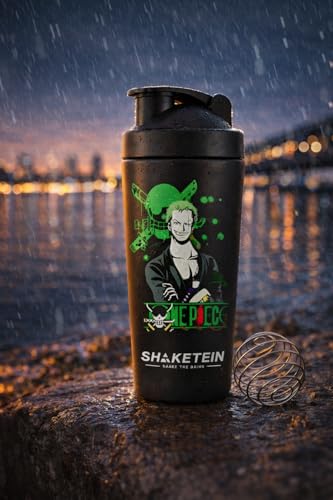 Image of Stainless Steel Gym Shaker Bottle 750ml | Leak Proof Protein Mixer Shaker | BPA Free | Metal Sports Water Bottle for Gym, Workout & Fitness (Anime-26-BLACK)