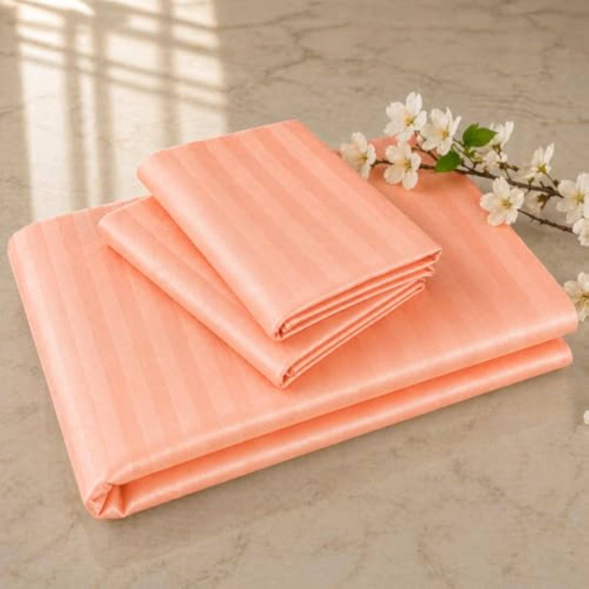 300 Thread Count Turkish Cotton Luxury Solid Bedsheets with 2 Pillow Covers
