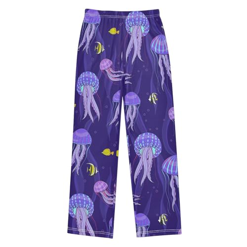 ZZXXB Jellyfish Swimming Boys Long Pants Soft Trousers Elastic Waist Kids Lounge Bottoms with Pockets S-XL