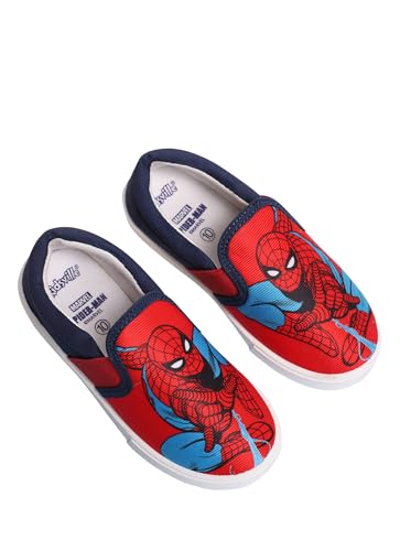 Kidsville Official Marvel Comic Spiderman Printed Kids Boys Canvas Shoes- Red| Lightweight Sole, Super Flexible, Comfortable Indoor and Outdoor Slip On Lofer Shoes for Kids