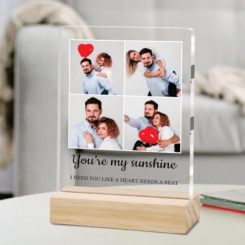 Image of Giftplease Customized Photo Frame with Wooden Stand | Transparent | Personalized Couple Picture Frame Gift for Girlfriend, Boyfriend, Husband, Wife |Anniversary, Wedding, Valentine s Day C 02