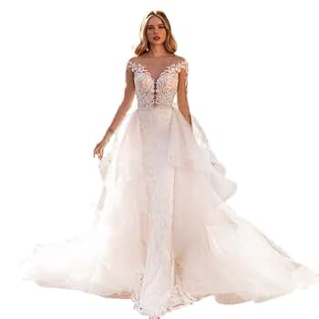 GREOENEL Amor Luxury Detachable 2 in 1 Wedding Dress