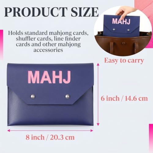 Image of PATPAT 8x6In PU Leather Mahjong Card Holder File Clutch Pouch with Secure Closure, Mahjong Accessories ID Card Pouch