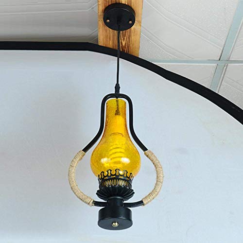 Lustre corde de chanvre et plafonnier rétro pour salon rustique