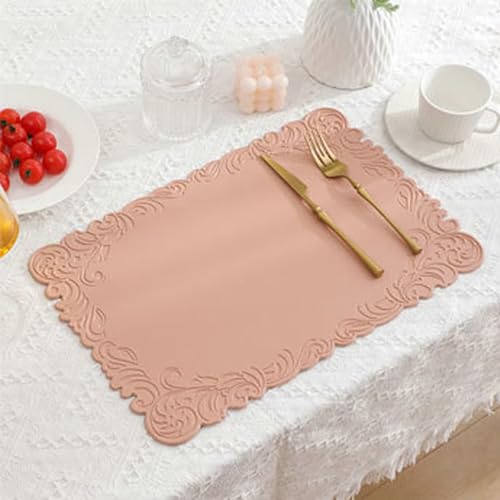 Set de table automne PVC anti tache pour protéger la table rose - 3
