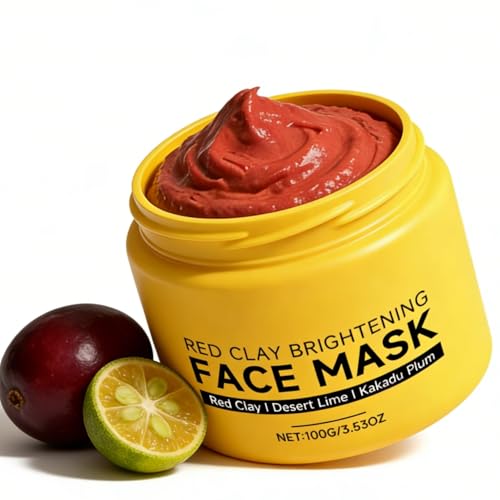 Image of Australian Red Clay Brightening Mask – Deep Cleansing & Radiance Clay Face Mask with Kakadu Plum & Desert Lime–Pure Natural Vitamin C Clay Mask for Soft, Bright, Glowing Skin, for All Skin Types 100ml