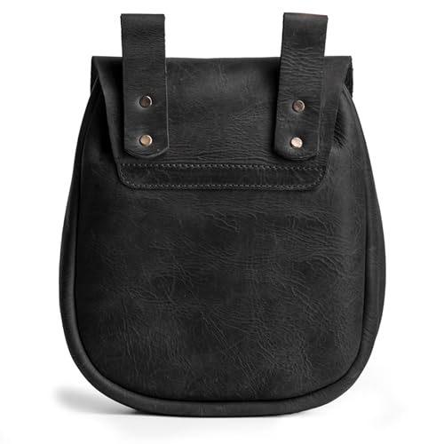 Bushcraft Bag, Portable Safe Pouch for Securely Storing Money, Coins, Bills, Valuables, Full Grain Leather, Handmade (Charcoal Black)2