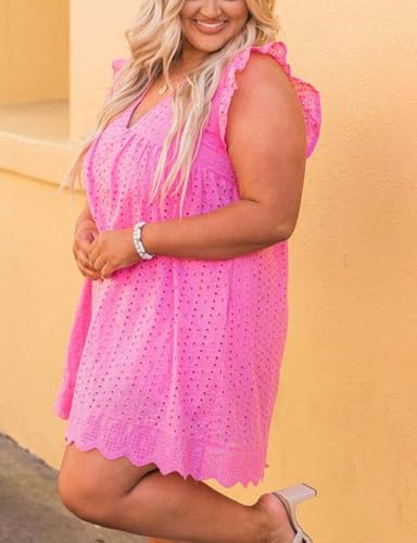 Image of Women's Summer Dress with Built in Shorts Sexy Summer V Neck Ruffle Sleeve Lace California Romper Dresses for Women