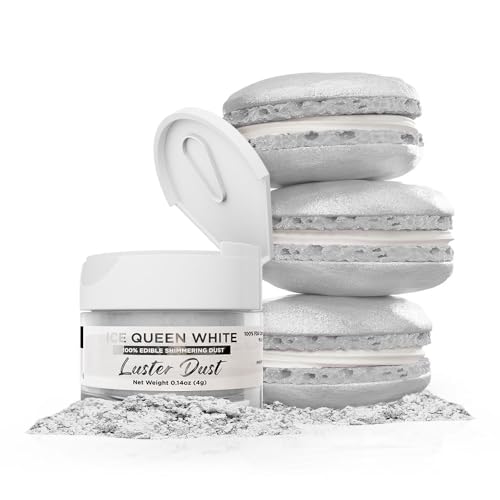 Luster Dust - Ice Queen White (4g 1x Jar) | Edible Vegan Dust & Paint for Cake Decorating, Ice Cream, Desserts, Cocktails and Beverages by Bakell
