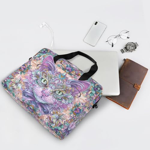 Maletín portátil para laptop 15.6 pulgadas con diseño Boho gato morado miniatura 7