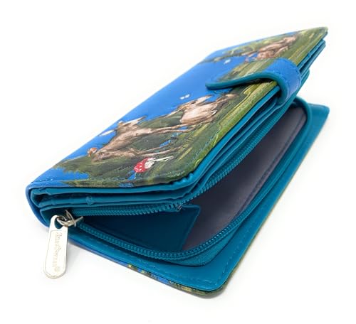 Shag Wear Moose Babies Large Wallet for Women and Teen Girls Vegan Faux Leather Teal 7"3