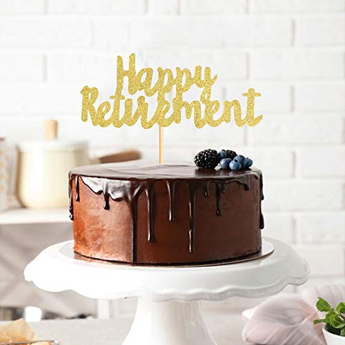 Keaziu Gold Happy Retirement Cake Topper Party Cake Decoration Supplies Retirement Party Supplies Decor #TOP3