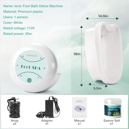 VnioLife Ionic Foot Bath Detox Machine with 2 Ionic Arrays & Epsom Salt by VnioLife - Image 8