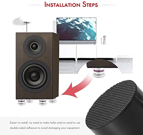 Tertullus 4 Pcs Aluminum Speaker Spike+Speaker Isolation Feet Top Pad Turntable Isolation Feet For Amplifier Speaker Turntable Player Subwoofer Silver #TOP3
