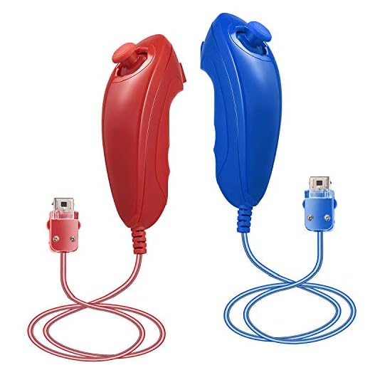miadore Nunchuck Controllers för Wii/Wii U-konsol (2 pack, röd + blå)