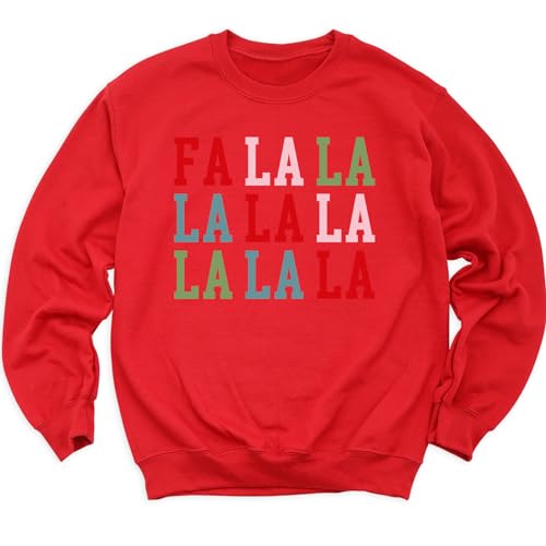 FA LA LA Christmas Sweaters, Merry Christmas Sweatshirt Hoodie, Unisex Crewneck Sweatshirt, Christmas Letter Print Top, Xmas Hoodie4