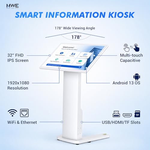 Image of Touch-Screen Self Service Kiosk, 43 Inch Interactive Digital Display Stand with Pedestal Base, Digital Signage,FHD Information Kiosk,Applicable for Content Query and Information Publishing