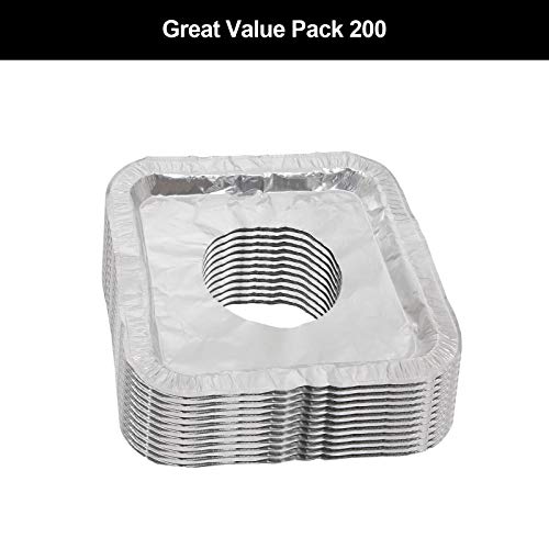 200 Pack Aluminum Foil Square Stove Burner Covers, Disposable Gas Stove Burner Liners, Stove Bib Liners, Heat Resistant Gas Range Cover Keep Stove Clean,8.5\"