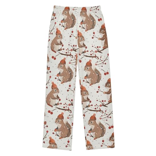 ZZXXB Lovely Squirrel with Hat Boys Long Pants Soft Trousers Elastic Waist Kids Lounge Bottoms with Pockets S-XL