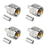 JZK 4 PCS UHF J-3 SL16 PL259 Male Plug Crimp Coax Connector for RG58 RG142 RG400 LMR195 Coaxial Cable, PL-259 UHF cable Male Plug Adapter
