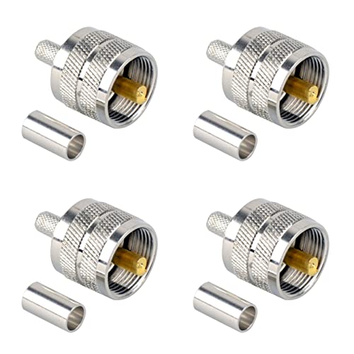 Image of JZK 4 PCS UHF J-3 SL16 PL259 Male Plug Crimp Coax Connector for RG58 RG142 RG400 LMR195 Coaxial Cable, PL-259 UHF cable Male Plug Adapter