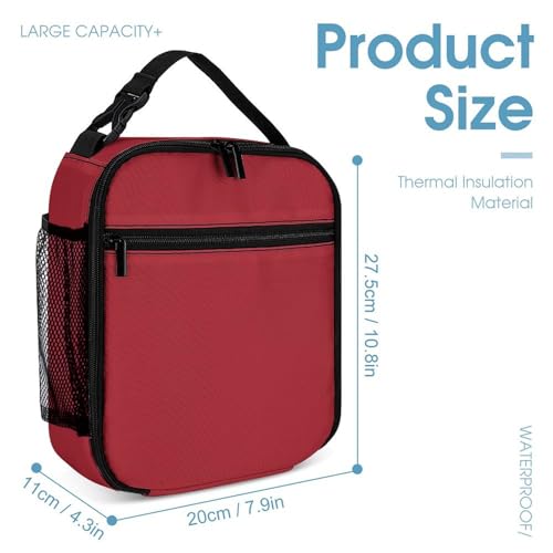 Amaranth Red Backpack Set 3 Piece, Durable Backpack Insulated Lunch Bag Portable Pencil Case for Men Women4