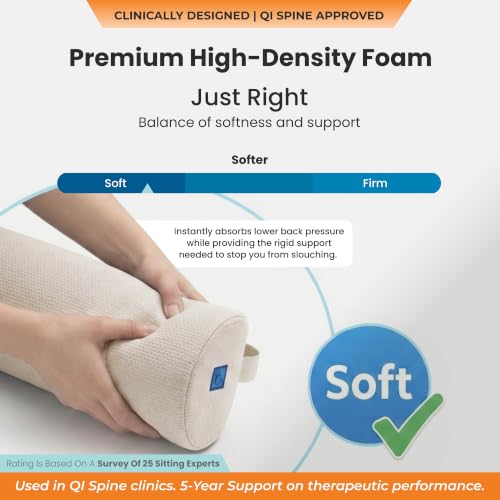 Image of D-Shaped Lumbar Support Roll | 5-Yr-Warranty | Memory Foam | Medical Grade Back Cushion for Lower Back Pain, Sciatica | Office Chair & Car Seat Lumbar Roll(White)(Set of 3)