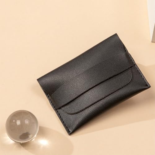 Image of Men's Minimalist Loop Wallet, Genuine Leather Slim Card Holder, Black, Modern Slim Design, Quick‑Access Card Compartments, Flap Closure, Lightweight for Daily Use