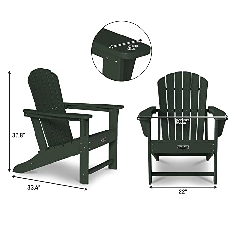 Casainc Adirondack Chair Patio Outdoor Garden Wood-Like Weather Resistant Lawn Porch Relaxing Chair, Widened Armrests 4.7 Inches, Load Capacity Of 380 Lbs Green #TOP2