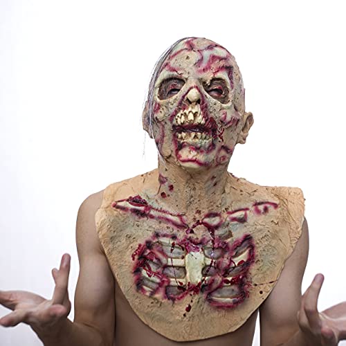 Molezu Scary Walking Dead Zombie Head Mask Latex Creepy Halloween Costume Horror Bloody Adult Halloween Decoration Props #TOP4