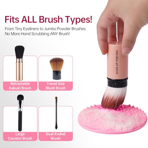 Norate Makeup Brush Cleaner, Make Up Brush Cleaner Cleanser Solution + Brush Cleaning Mat, Makeup Cleaner for Brushes, Sponge, Deep Clean Shampoo, Gentle Formula Cruelty Free 3 Piece Set